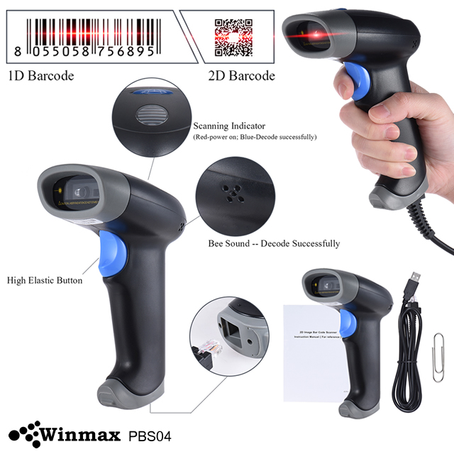 2D QR 1D PDF417 USB Barcode Scanner Barcode Reader