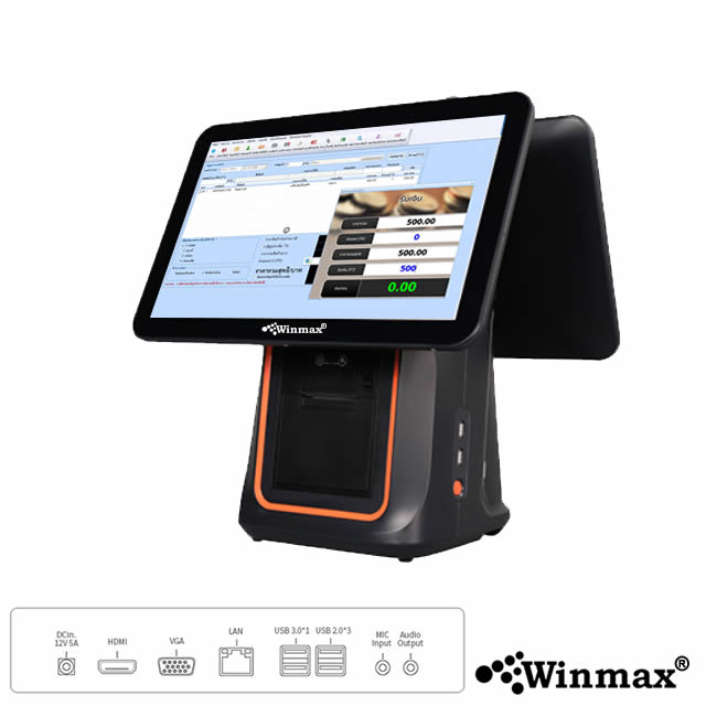 Computer Touch Screen 15.6 inch With Customer Display and Thermal Printer