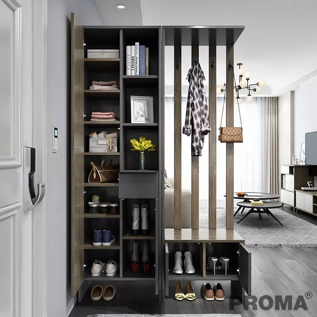 Storage Console Shoe Rack Cabinet with Shoe Changing Stool