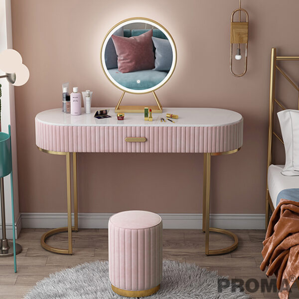Luxury Marble Dressing Table Modern With Mirror And Drawers