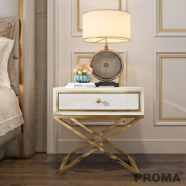 Stainless Steel Bedside Luxury Night Stand Gold Bedroom