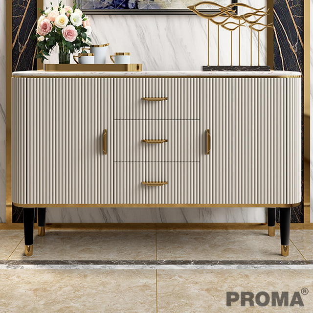Luxury Marble Top Sideboard Cabinet for Dining Room