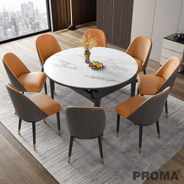 Multifunctional Stone Rock Slab Retractable Dining Table