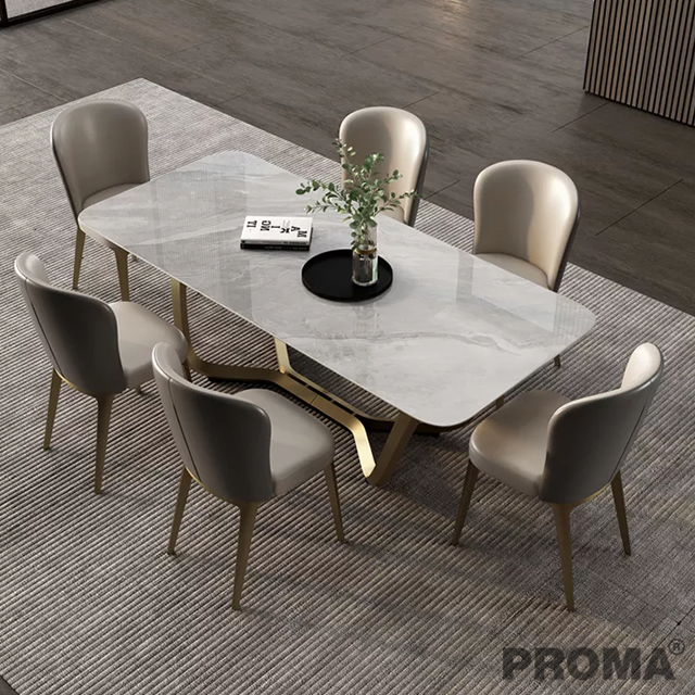Dining Room Luxury Iron Marble Top Square Dining Tables