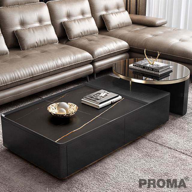 ROCK PLATE TEA TABLE COMBINATION CREATIVE TEMPERED GLASS