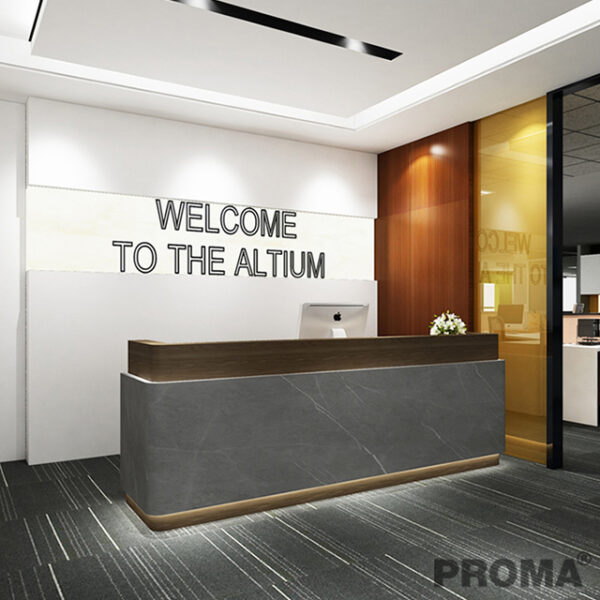 Wooden Marble Office Reception Desk Led Light