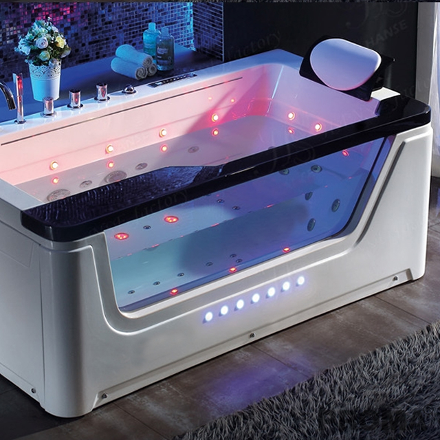 Bathtub Whirlpool with Colorful LED Light Waterfall Massage