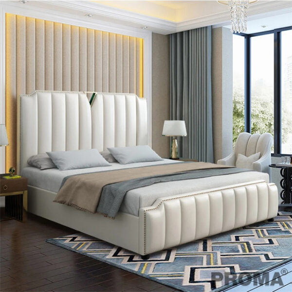 Double Bed Luxury Leather Bed Bedroom Furniture Sets 