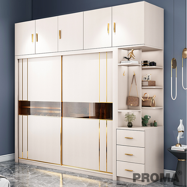 Wardrobe Sliding Door Bedroom Solid Wood Multi-layer