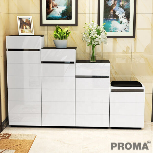 Combination Shoe Rack Cabinet with Comfortable Shoe Stool
