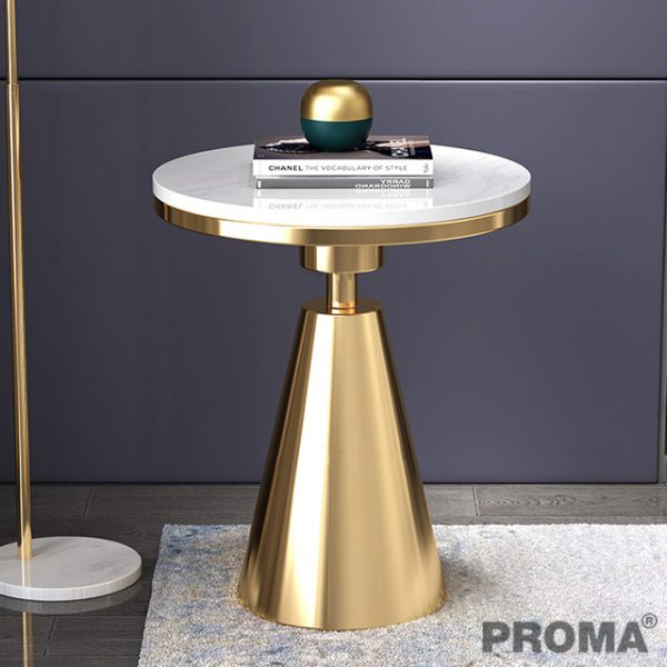 Stainless steel White Metal Round Marble Coffee Tables