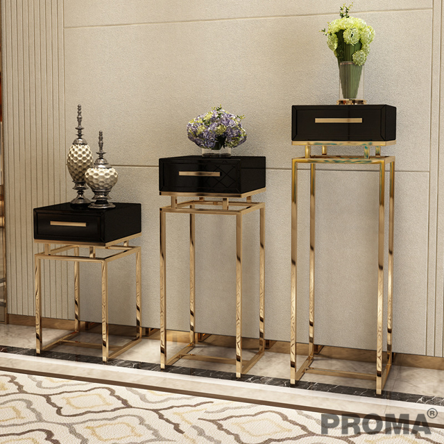 Stainless Steel Tall Side Tables Stand Shelf