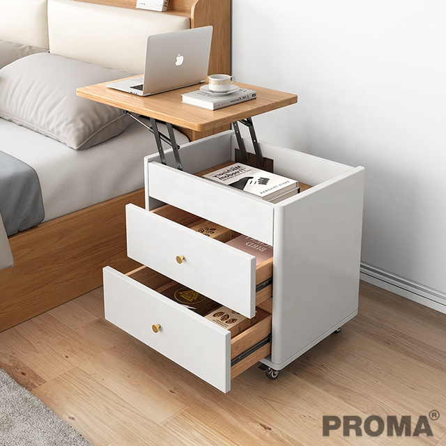 White Foldable Lifting Modern Multifunctional Bedside