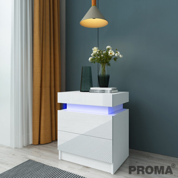 Modern Simple Bedside Table with LED Colorful Lights