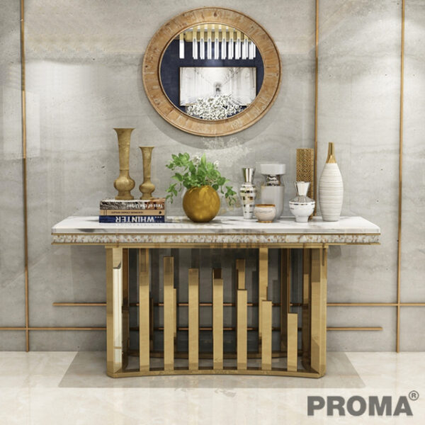 LUXURY STAINLESS STEEL LIVING ROOM TABLE.