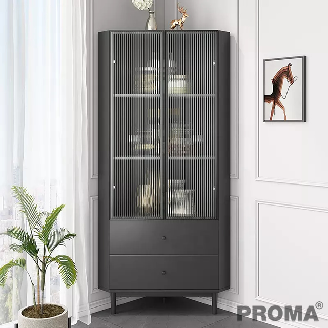 Glass Door Restaurant Corner Storage Side Cabinet
