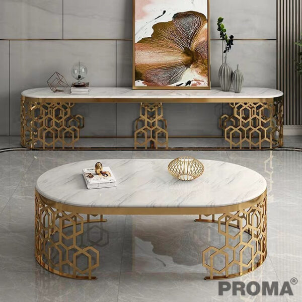Amarble Tea Table Adorns The Elegant Living Room.