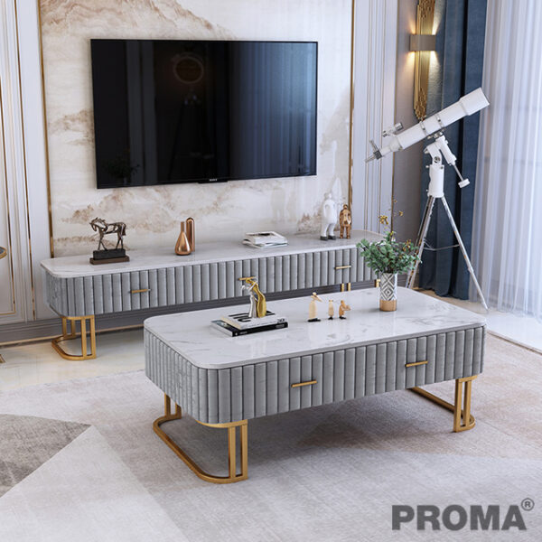 Luxury Leather Cover Living Room Table