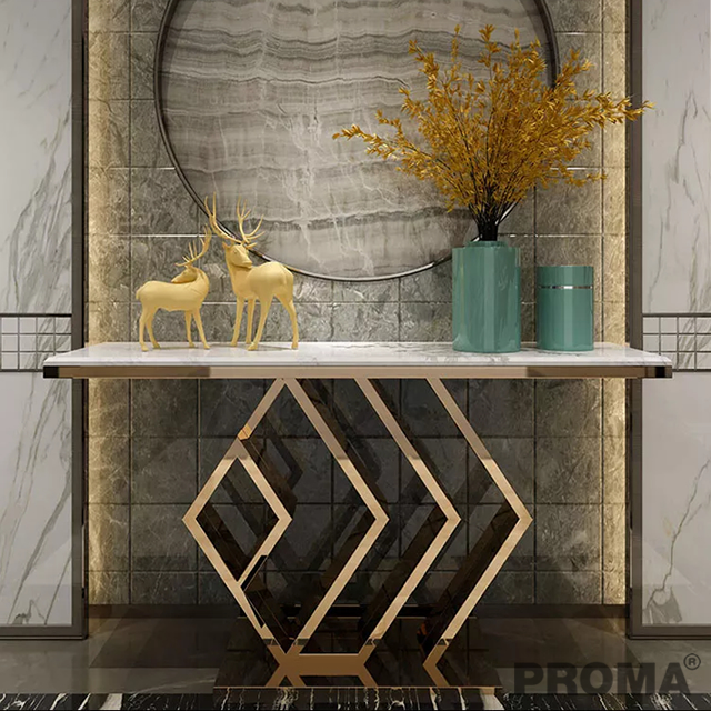 LUXURY MARBLE TOP STAINLESS STEEL BASE HALLWAY