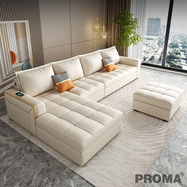 Luxury Sofa Foldable L Shape with USB Charger