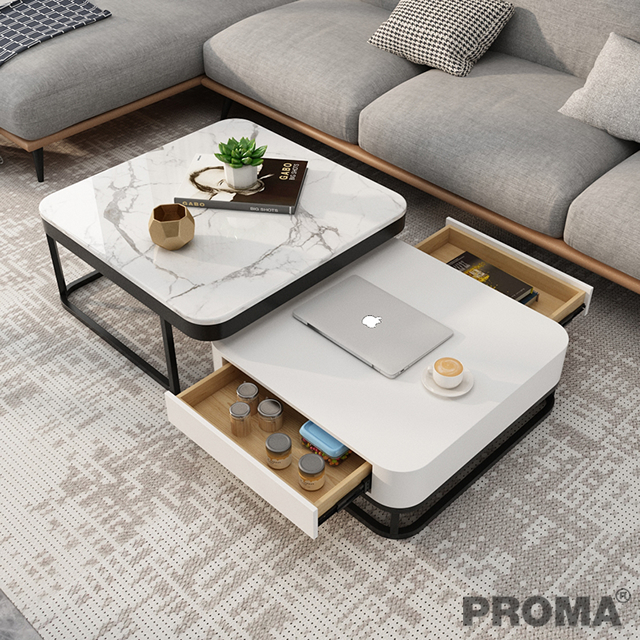 Marble And Iron Square Store Tea Table Size Combination