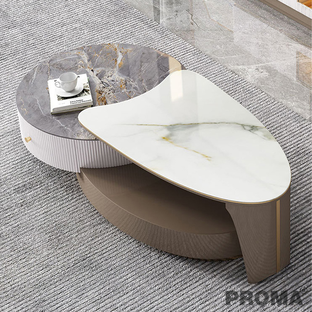 Tea Table Rock Plate Table Top Retractable Storage Baked Paint