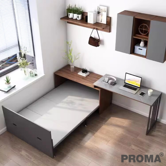 Folding Bedroom Hidden Bed with Cabinet and Desk